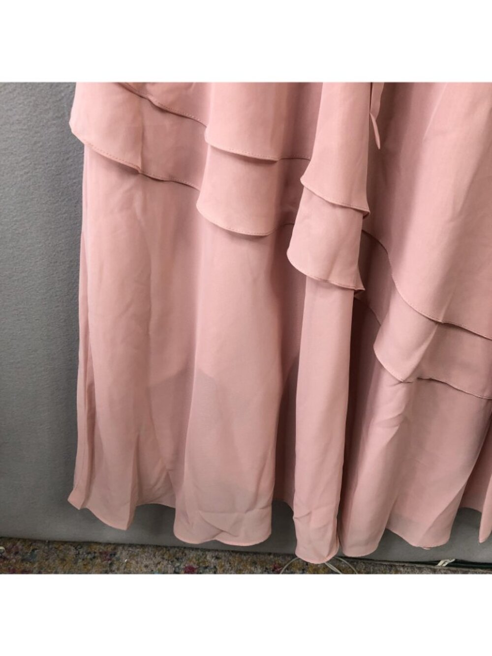 Bridesmaid Dress Womens 16 Pink Sleeveless Layered Chiffon Formal Corset Back - Picture 7 of 16